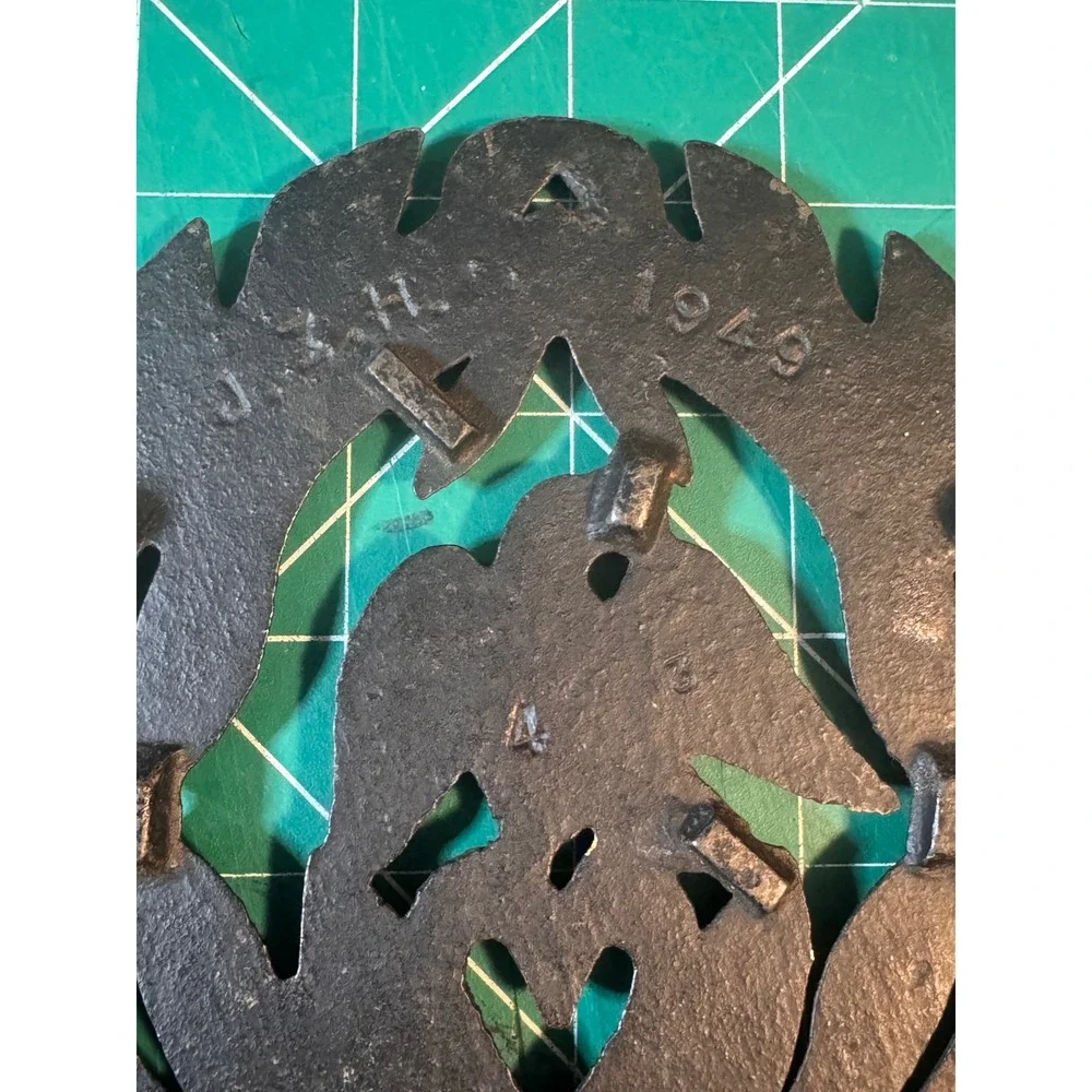 Cast Iron Trivet Eagle Heart Laurel Wreath Vintage JZH 1949 Patriotic Americana